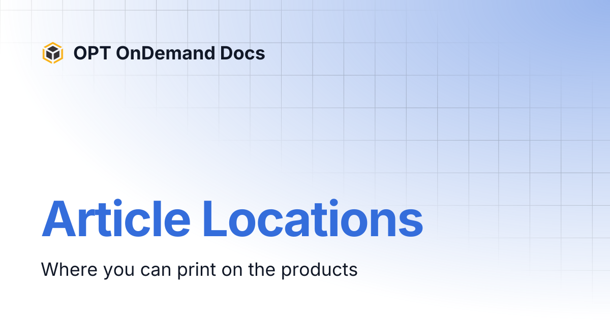 Article Locations | OPT OnDemand Docs